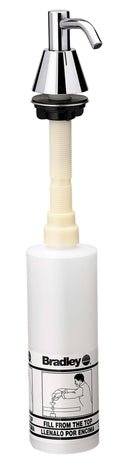 Bradley 6322-680000 Commercial Liquid Soap Dispenser, Countertop Mounted, Manual-Push, Stainless Steel - 2.5" Spout Length - TotalRestroom.com
