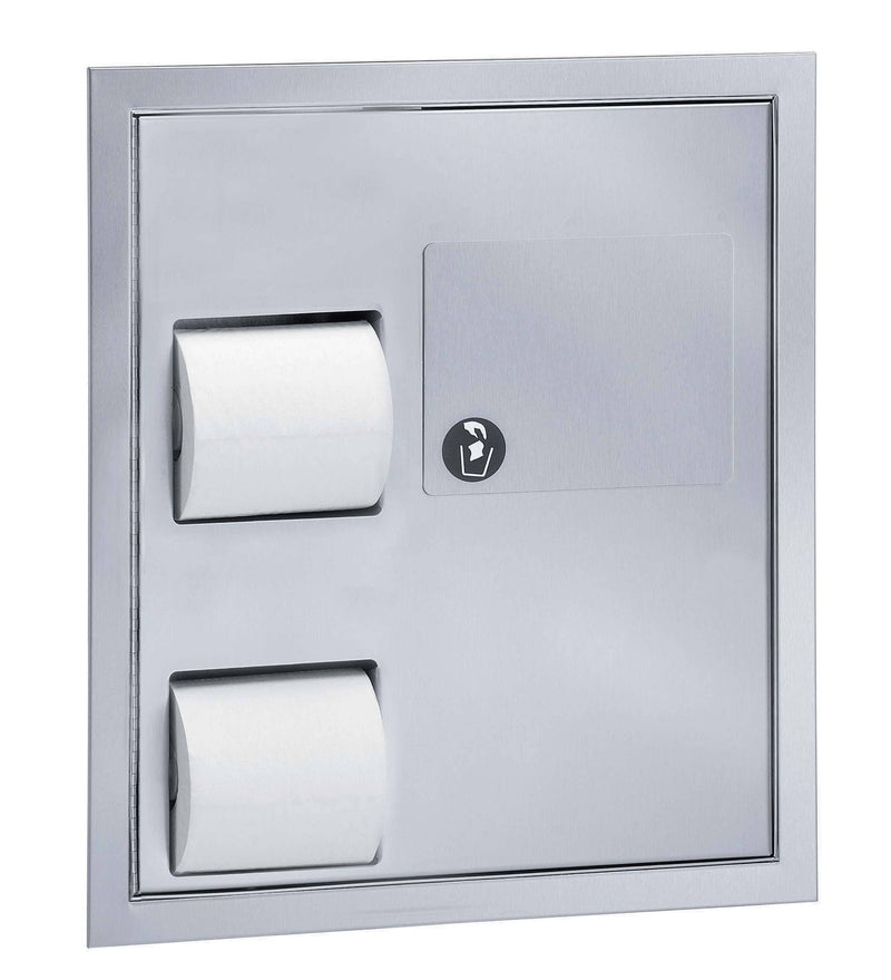 Bradley 5941 2-Stall Commercial Toilet Paper Dispenser/Napkin Disposal, Partition-Mounted, Stainless Steel