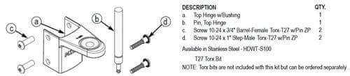 Bradley HDWT-T100 Toilet Partition Top Hinge Kit for use with Bradley 1" Panels - TotalRestroom.com