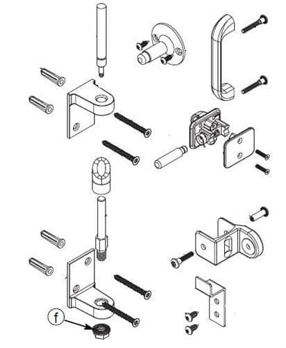 Bradley SD2-FH Toilet Partition Door Hardware Kit, Flat-Hinge, Out-Swing, Steel