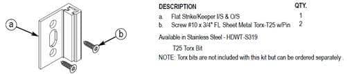 Bradley HDWT-S319 Toilet Partition Flat Strike/Keeper, Stainless Steel for use with Bradley 1" Panels - TotalRestroom.com