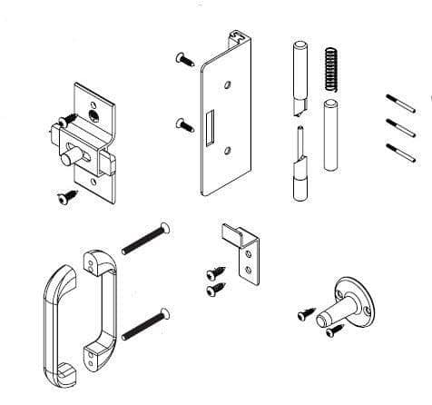 Bradley AD8IH Toilet Partition Door Hardware Kit, Flat-Strike, Out-Swing for use with Bradley 1" Panels - TotalRestroom.com