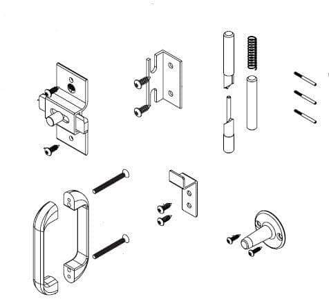 Bradley HDWP-AD4IH-NS Toilet Partition No Site Door Hardware Kit, Out-Swing for use with Bradley 1" Panels - TotalRestroom.com