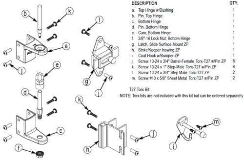 Bradley ZD1-SLWS Toilet Partition Hardware Kit, Surface-Latch, Wrap-Around Strike for Bradley 1" Panels - TotalRestroom.com