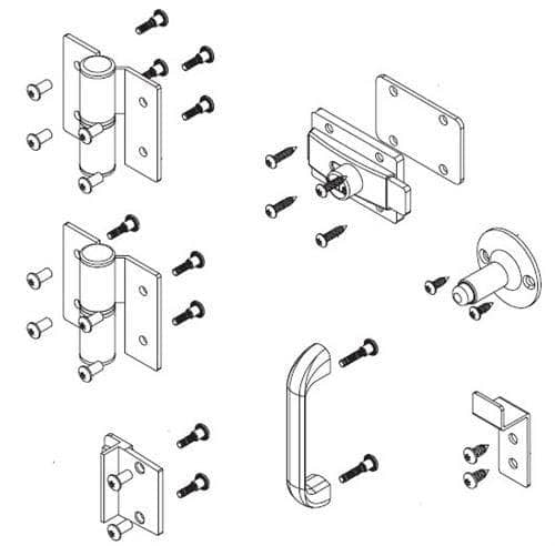 Bradley SD2-LH Toilet Partition Steel Door Hardware Kit, Left Hinge, Out-Swing for use with Bradley 1/2