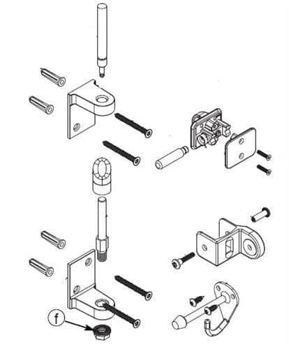 Bradley ZD1-FH Toilet Partition Door Hardware Kit, Flat-Hinge, In-Swing for use with Bradley 1