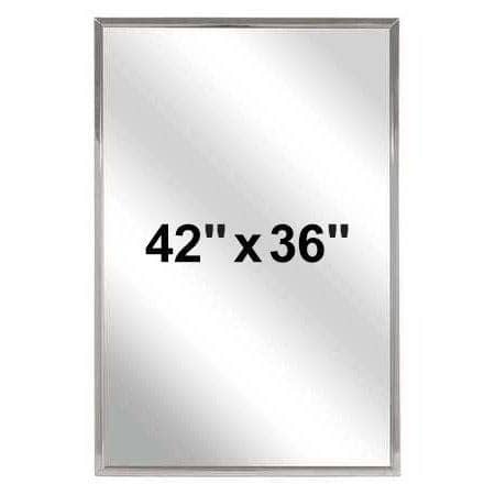Bradley 781-042360 Commercial Restroom Mirror, Channel Frame, 42" W x 36" H, Stainless Steel w/ Bright-Polished Finish - TotalRestroom.com