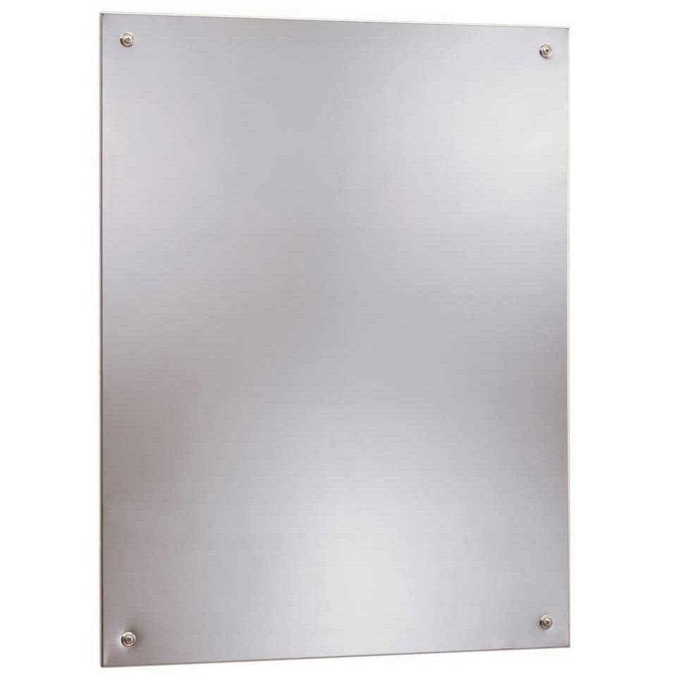 Bobrick B-15561824 Commercial Restroom Mirror, Frameless, 18 W x 24" H, Stainless Steel w/ Polished Finish - TotalRestroom.com