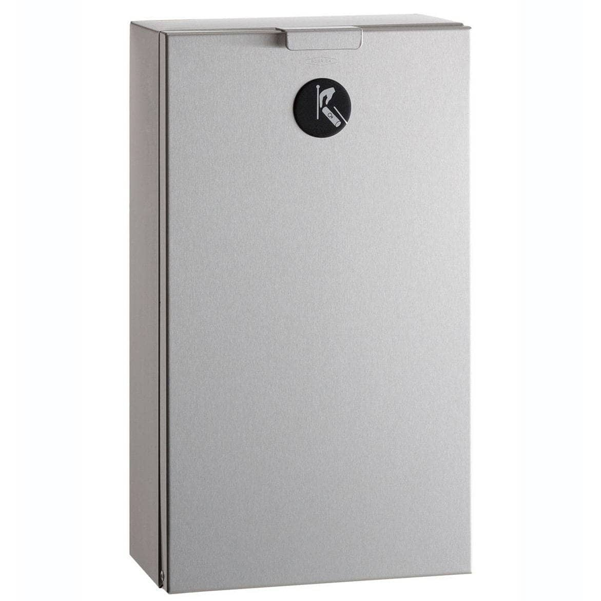 Bobrick B-35139 Commercial Restroom Sanitary Waste Bin, 2.3 L, Surface-Mounted, 8-1/16" W x 14-1/8" H x 4-1/2" D, Stainless Steel - TotalRestroom.com
