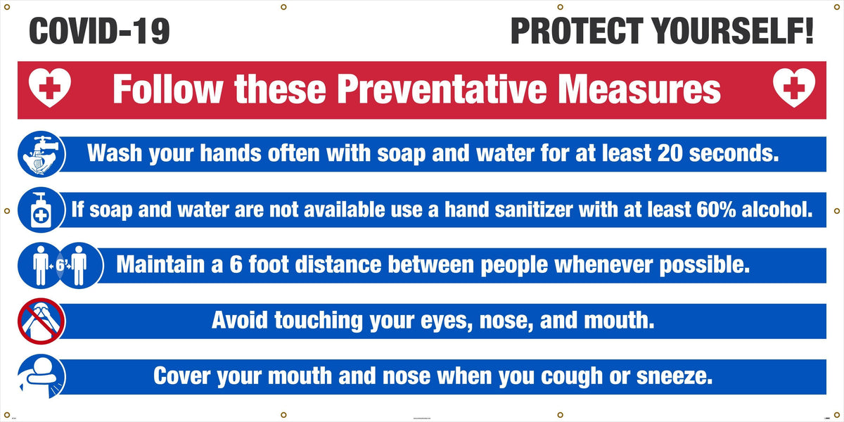 NMC COVID-19 PROTECT YOURSELF, 5' X 10' MESH BANNER W/ GROMMETS - BT561 - TotalRestroom.com