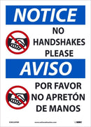 NMC NOTICE NO HANDSHAKES PLEASE, 14X10 REMOVABLE PRESSURE SENSITIVE VINYL - ESN520PBR - TotalRestroom.com