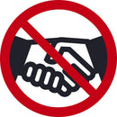 NMC GRAPHIC NO HANDSHAKING, 6 IN DIA, PRESSURE SENSITIVE VINYL CLEAR - ISO670CL - TotalRestroom.com