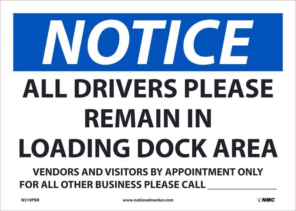 NMC NOTICE DRIVERS REMAIN CALL, 14X10, REMOVABLE PS VINLY - N519PBR - TotalRestroom.com