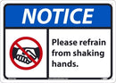 NMC NOTICE PLEASE REFRAIN FROM SHAKING HANDS, 10 X 14 .040 ALUM - NGA37AB - TotalRestroom.com