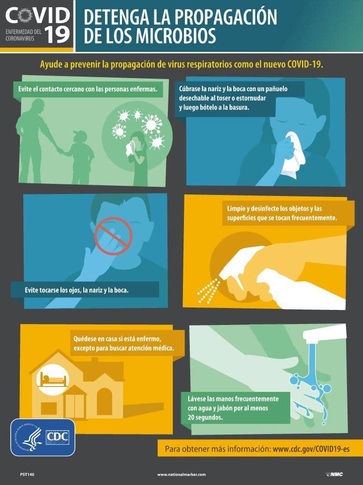 NMC STOP THE SPREAD OF GERMS, ESPANOL/SPANISH, 24X18 VINYL POSTER - PST140 - TotalRestroom.com