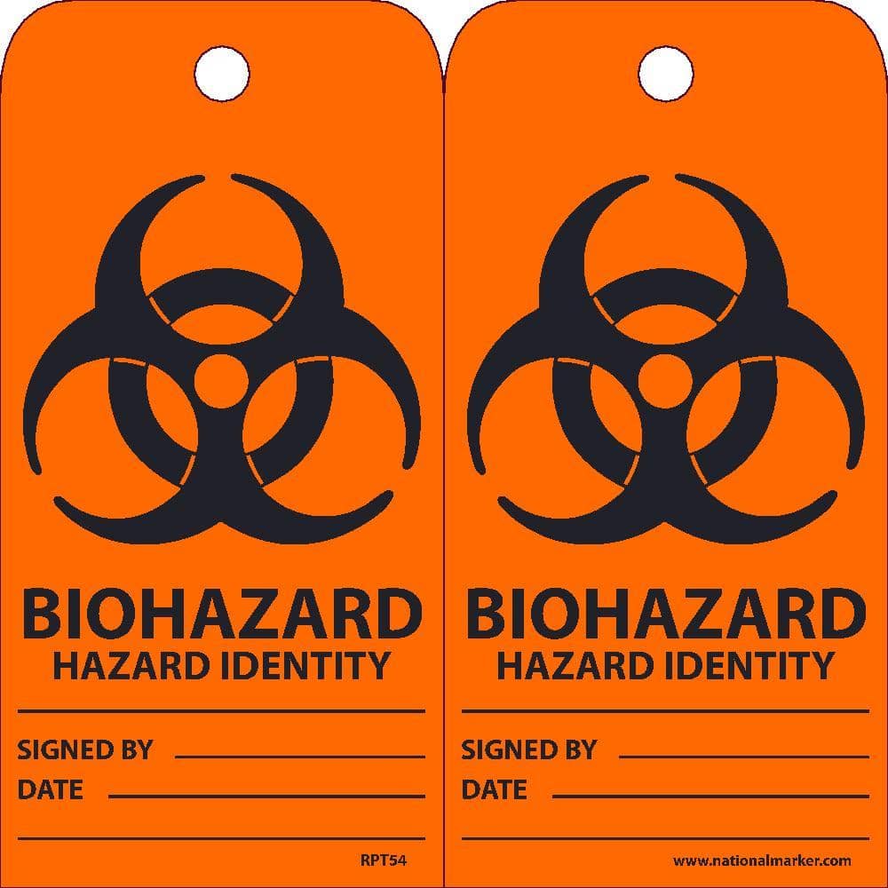 NMC TAGS, BIOHAZARD HAZARD IDENTITY, 6X3, UNRIP VINYL, 25/PK - RPT54 - TotalRestroom.com