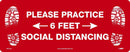NMC PLEASE PRACTICE6 FEET SOCIAL DISTANCING, 8x20, PRESSURE SENSITIVE REMOVABLE VINYL .0045 - WFS74A - TotalRestroom.com