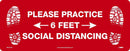 NMC PLEASE PRACTICE6 FEET SOCIAL DISTANCING, 7.625x19.625, TEXWALK - WFS74TX - TotalRestroom.com