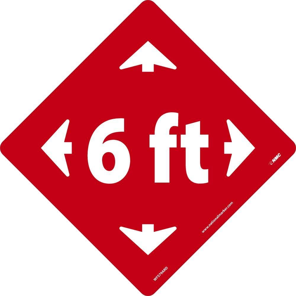 NMC 6 FT ARROW GRAPHIC, RED ON WHITE, WALK ON FLOOR SIGN, 8 X 8,PSV REMOVABLE, NON-SLIP LAM - WFS79ARD - TotalRestroom.com