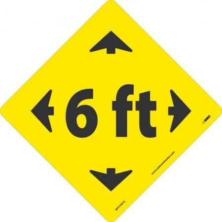 NMC 6 FT ARROW GRAPHIC, BLACK ON YELLOW, WALK ON FLOOR SIGN, 8 X 8,PSV REMOVABLE, NON-SLIP LAM - WFS79AYL - TotalRestroom.com