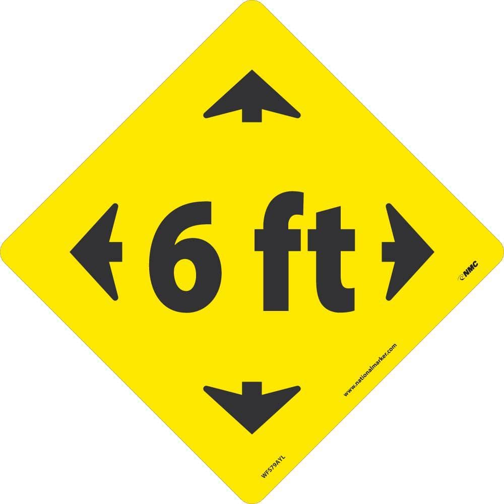 NMC 6 FT ARROW GRAPHIC, BLACK ON YELLOW, WALK ON FLOOR SIGN, 8 X 8,PSV REMOVABLE, NON-SLIP LAM - WFS79AYL - TotalRestroom.com