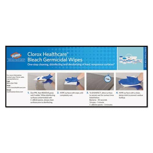Clorox Healthcare Bleach Germicidal Wipes, 12 x 12, Unscented, 110/Refill, 2/Carton w/ Heavy Duty Plastic Wet Wipe Dispenser Bucket w/ Pop-Up Plug on Lid, 1/Carton - CLO30359CT - TotalRestroom.com