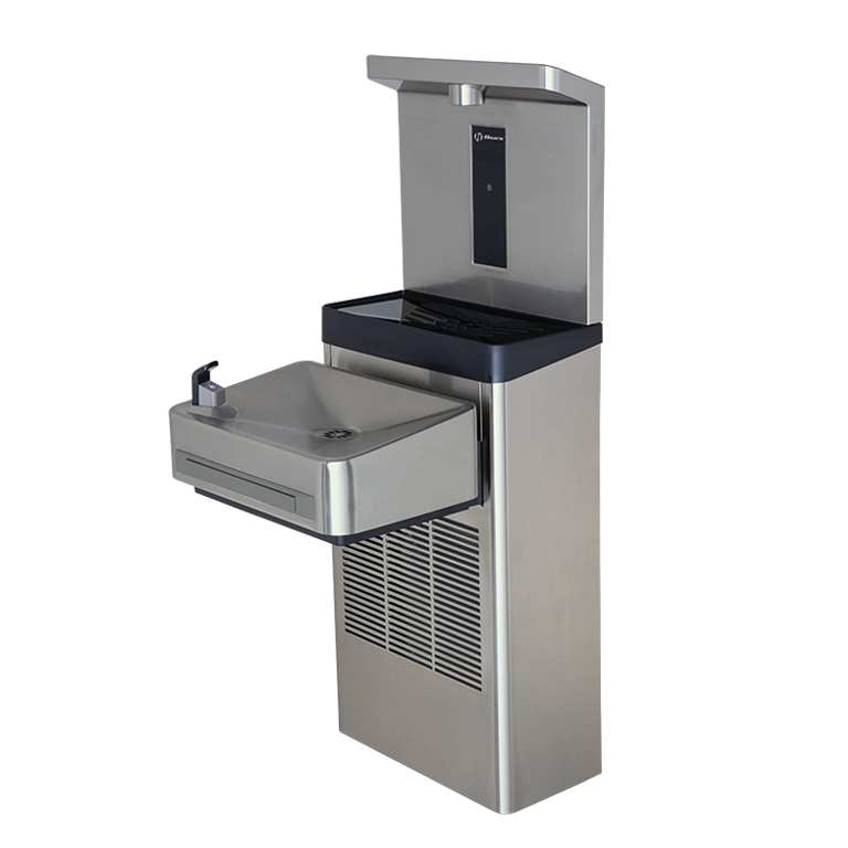 Haws 1211SF Stainless Steel Wall Mount ADA Water Cooler, Electronic Valve, Pushbar Assembly & Bubbler Deactivation w Sensor Operated Bottle Filler