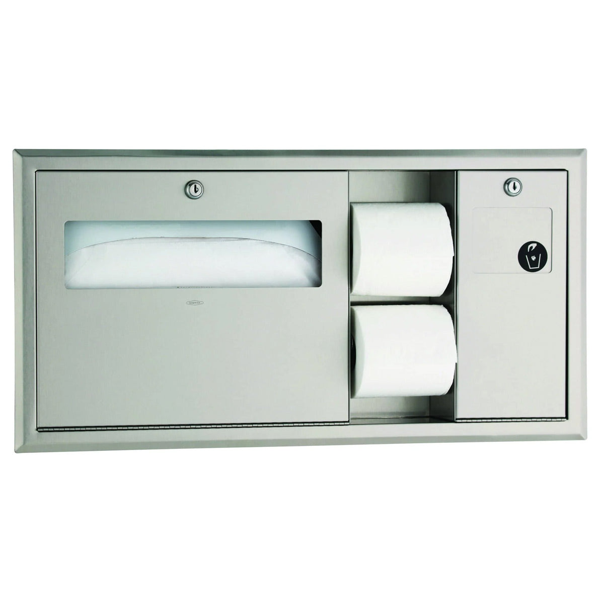 Bobrick B-30929 Surface-Mtd Toilet Tissue, Seat-Cover Dispenser and Waste Disposal, Right