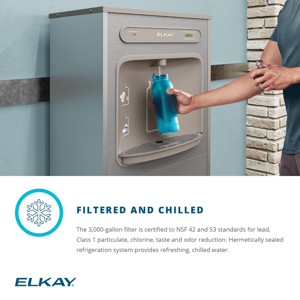 Elkay DSSBF8S ezH2O Floor Standing Bottle Filling Station, Filtered, Refrigerated, Stainless Steel