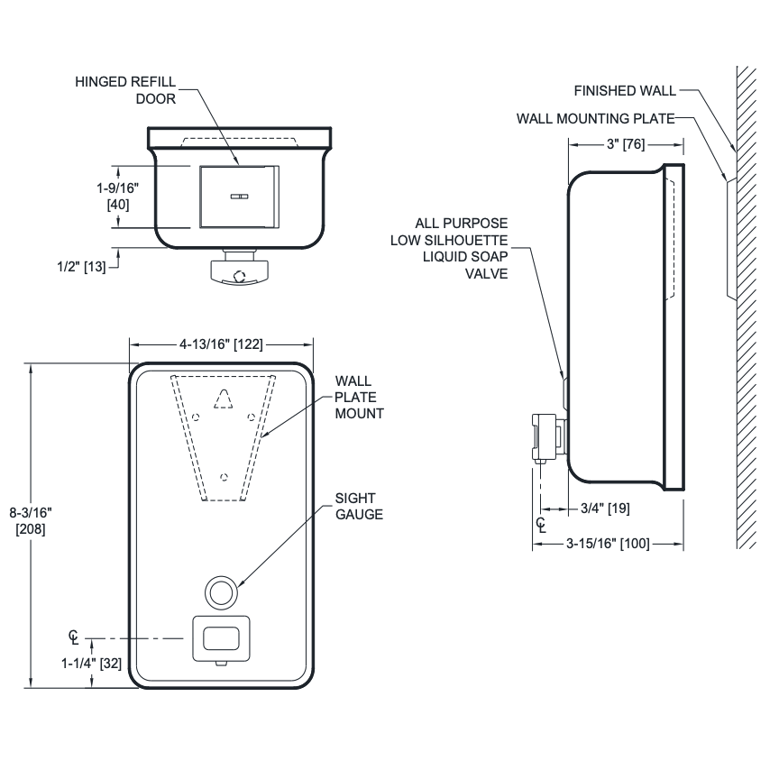 ASI 0347-41 Soap Dispenser - Liquid, Vertical Valve - Matte Black - 40 oz. - Surface Mounted