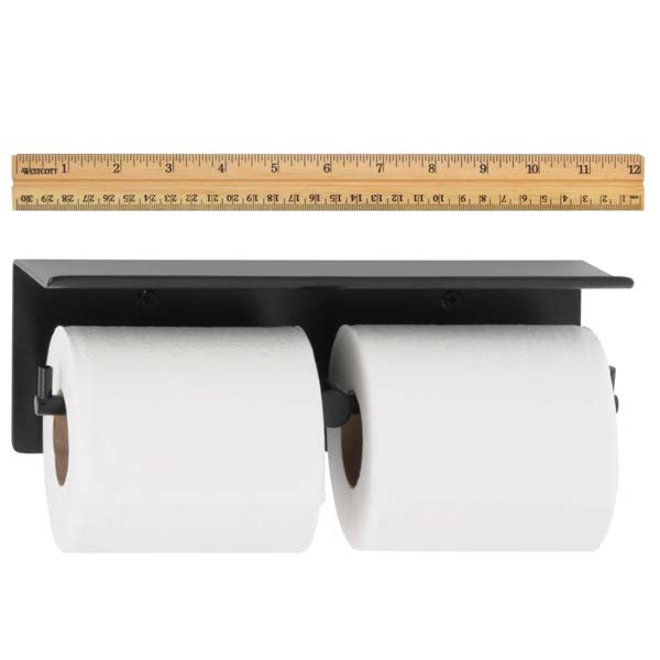 Bobrick B-540.MBLK Matte Black Double Toilet Roll Holder w/Shelf