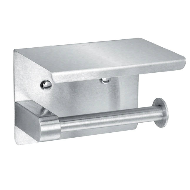 Alpine Single Toilet Paper Holder with Shelf Storage Rack, Brushed Stainless - ALP487-1-B