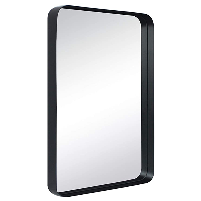 Meek Mirrors (18 x 36) Black Rounded Rectangular Mirror 18
