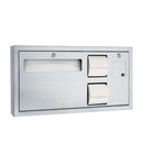 ASI 0487-R Toilet Seat Cover & Toilet Tissue Dispenser with Sanitary Napkin Disposal - Horizontal, ADA - Recessed