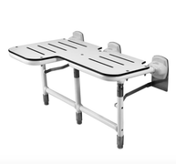 Ponte Giulio Bariatric Series L-Shaped Double Folding  Shower Seat, Phenolic. Right, with Legs, White - G02JDR31W1