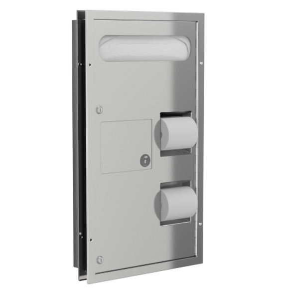 Bradley 5911-000000 Partition Mounted Napkin Disposal & Receptacle