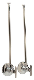 Zurn Z8802-XL-LRLK-PC Two Standard Angle Stops with Loose Key, 12” Flexible Risers, Steel Flanges," 1/2" IPS and 3/8" OD, Lead-Free