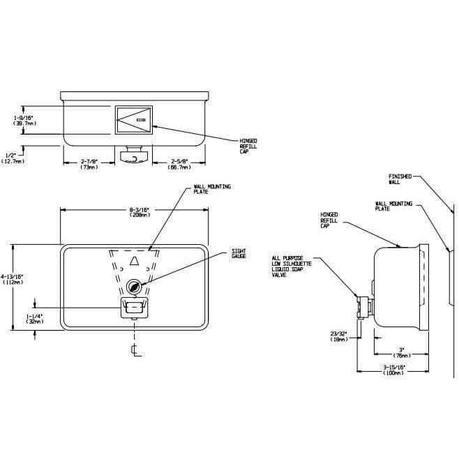 ASI 0345 Commercial Liquid Soap Dispenser, Surface-Mounted, Manual-Push, Stainless Steel - 40 Oz - TotalRestroom.com