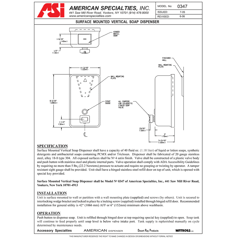 ASI 1200-V60 Heavy-Duty Shower Curtain, 60" Width x 72" Height, Vinyl