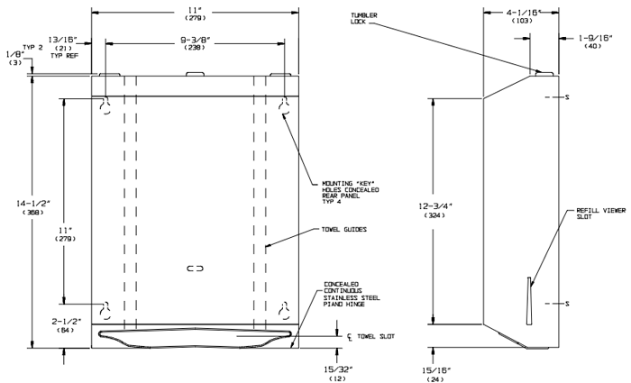 ASI 0210 Commercial Paper Towel Dispenser, Surface-Mounted, Stainless Steel - TotalRestroom.com