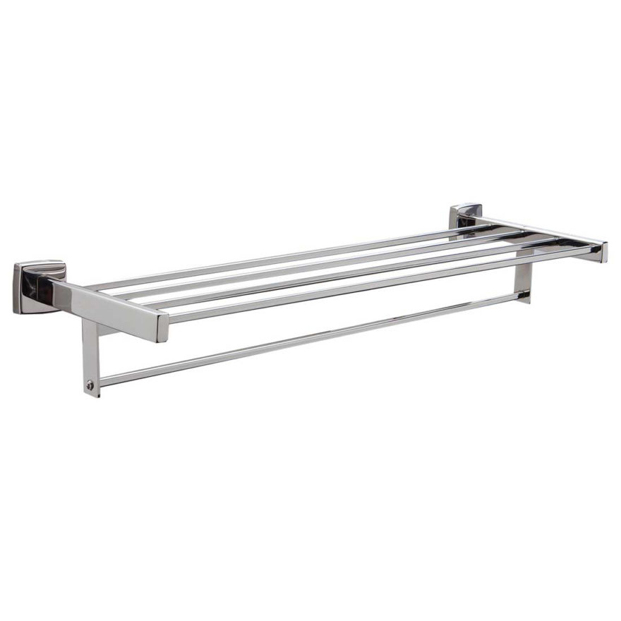 Bobrick B-676x24 Towel Shelf w/Towel Bar, 5/16" Square Tubes x 24" Length, Stainless Steel