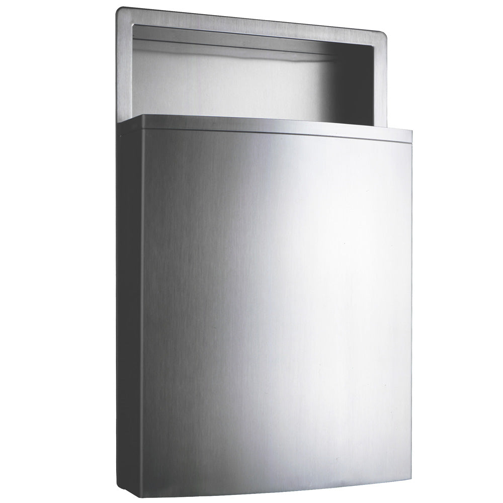 Bobrick B-43644 Commercial Restroom Sanitary Waste Bin, 12.8 Gallon, Recessed-Mounted, 15-7/8