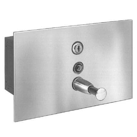 Bradley 6437-00 Commercial Liquid Soap Dispenser, Recessed-Mounted, Manual-Push, Stainless Steel - 32 Oz - TotalRestroom.com
