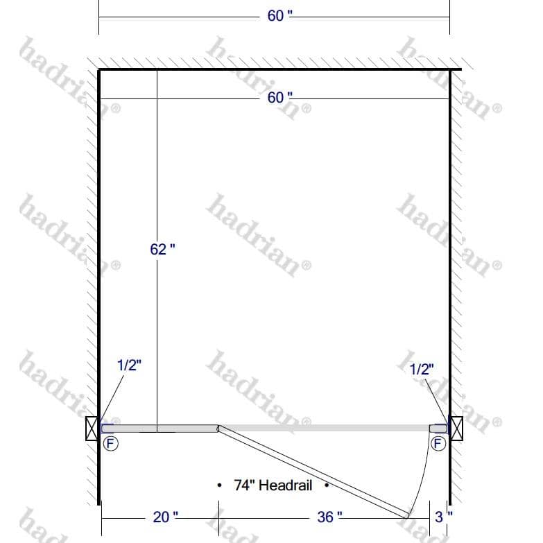 Hadrian Toilet Partition, 1 ADA Between Wall Compartment, Metal, 60"W x 61 1/4"D - BWADA-HADRIAN - TotalRestroom.com