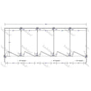 Hadrian Toilet Partition, 5 Between Wall Compartments, Stainless Steel, 180"W x 61 1/4"D - BW53660-SS-HADRIAN - TotalRestroom.com