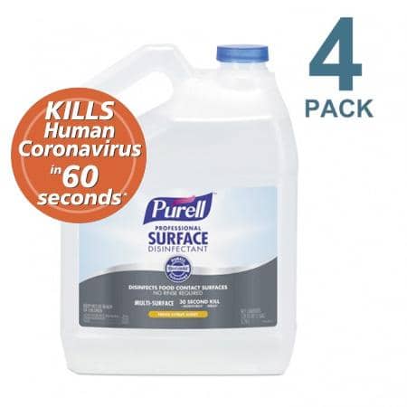 Purell Professional Surface Disinfectant, Fresh Citrus, 1 gal Bottle, 4/Carton - 4342-04 - TotalRestroom.com