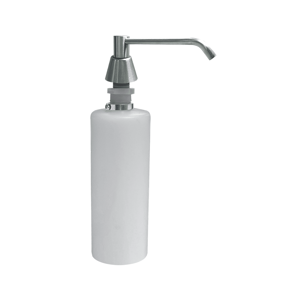 ASI 0332-CD Commercial Liquid Soap Dispenser, Countertop Mounted, Manual-Push, Stainless Steel - 6" Spout Length - 20 Oz