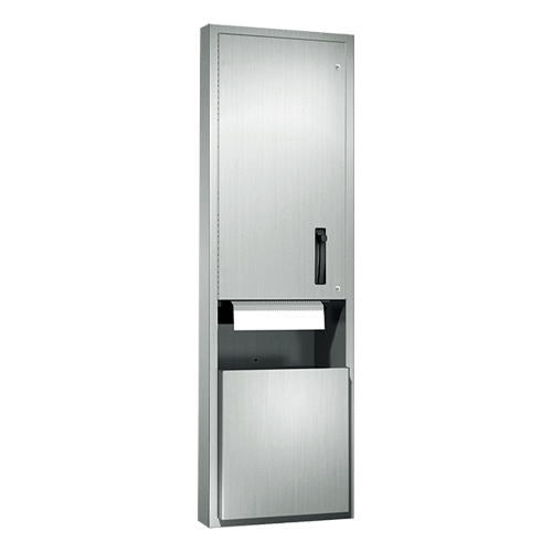 ASI 046921-6 Combination Commercial Paper Towel Dispenser/Waste Receptacle, Semi-Recessed-Mounted, Stainless Steel
