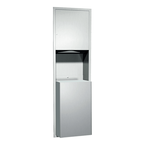 ASI 04697-BL Combination Commercial Paper Towel Dispenser/Waste Receptacle, Recessed-Mounted, Stainless Steel