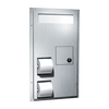 ASI 0481-HC Combination Commercial Seat Cover/Toilet Paper Dispensers/Sanitary Napkin Disposal, Partition-Mounted, Stainless Steel